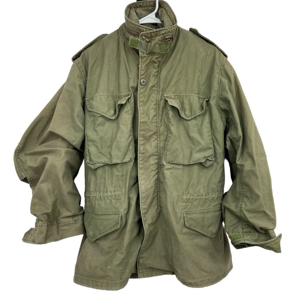 VTG 70’s US Army Cold Weather OG-107 Field‎ Coat Jacket Hood Green Mens Medium